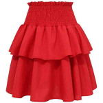 Bigary Women's High Waist Layered Ruffle Hem Flared Mini Skirt