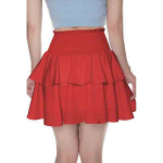 Bigary Women's High Waist Layered Ruffle Hem Flared Mini Skirt